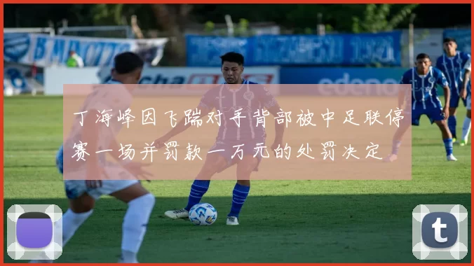 丁海峰因飞踹对手背部被中足联停赛一场并罚款一万元的处罚决定